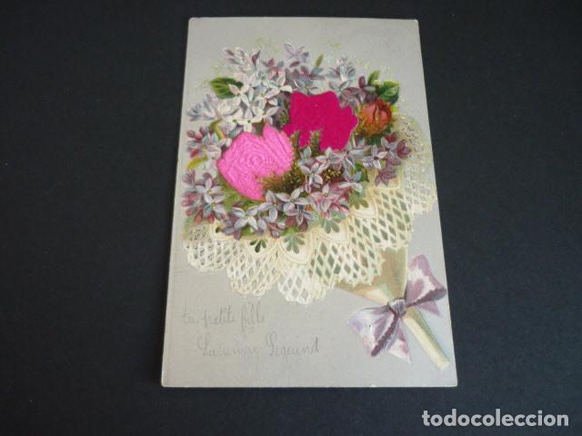 Postales: FLORES EN RELIEVE POSTAL - Foto 1
