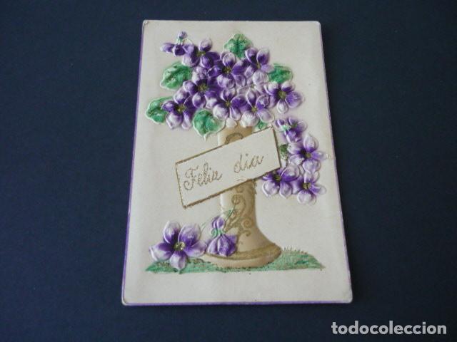 Postales: JARRON CON VIOLETAS POSTAL - Foto 1