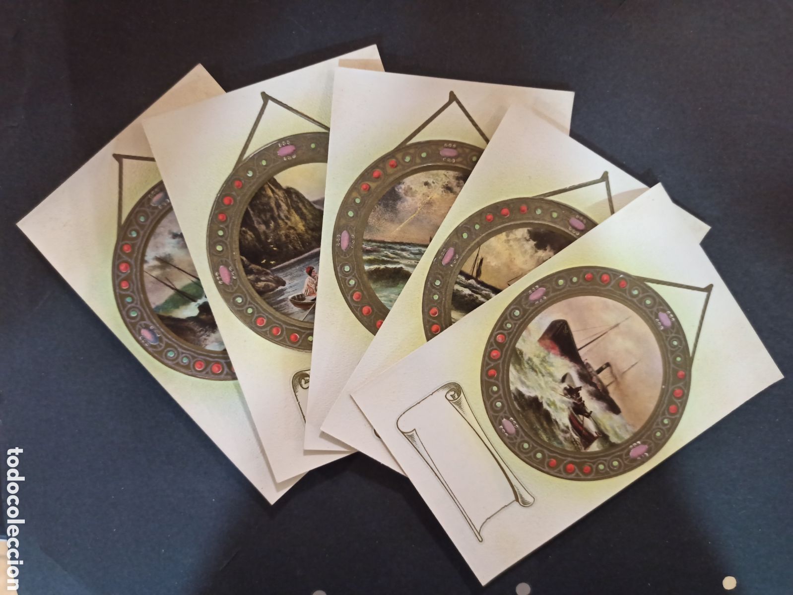 Postcards: Serie de 5 postales antiguas troqueladas. Sin circular.