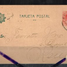 Postales: 1918 BARCELONA REUS EMPRESA CIPRIANO SOLER MATACÁS AVISO REMESA SELLO ALFONSO XIII 10 CS.
