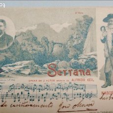Postales: PORTUGAL SERRANA OPERA ALFREDO KEIL, NABOR (G. DE GRACIA) TABAQUERIA COSTA CIRCULADA 1901