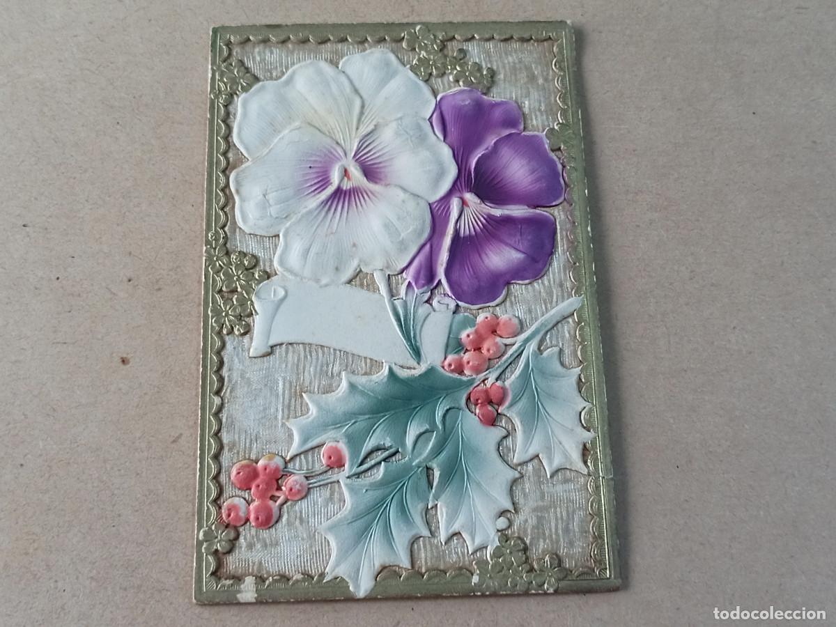 Postales: POSTAL FLORES - CON RELIEVE - Foto 1