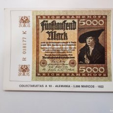 Postales: POSTAL COLECTARJETAS A 10 ALEMANIA 5000 MARCOS 1922. EUROHOBBY 1973 SIN CIRCULAR