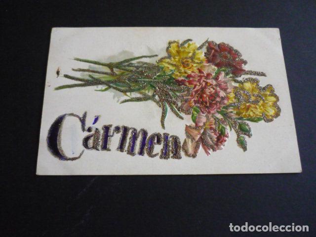 Postales: RAMO DE CLAVELES EN RELIEVE POSTAL - Foto 1