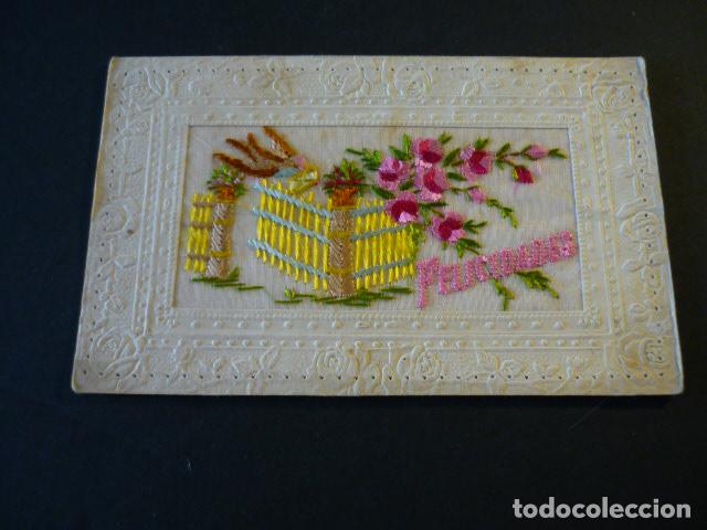 Postales: FELICITACION BORDADA POSTAL 1920 - Foto 1