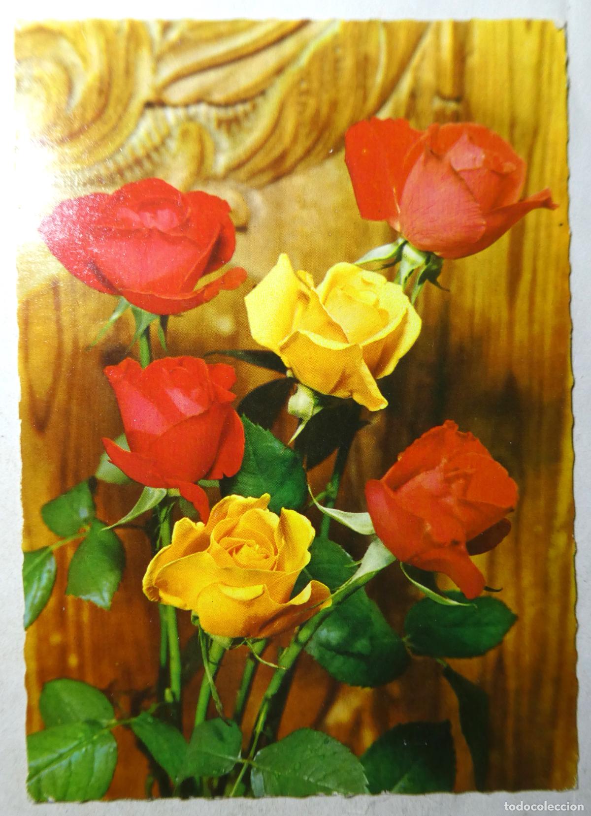 Postales: Postal de flores Rosas, escrita - Foto 1