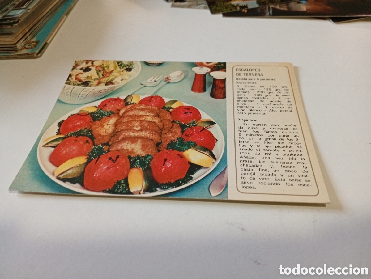 Postales: Postal platos comida,escalopes de ternera - Foto 1