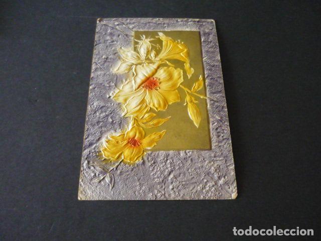 Postales: FLORES EN RELIEVE POSTAL - Foto 1
