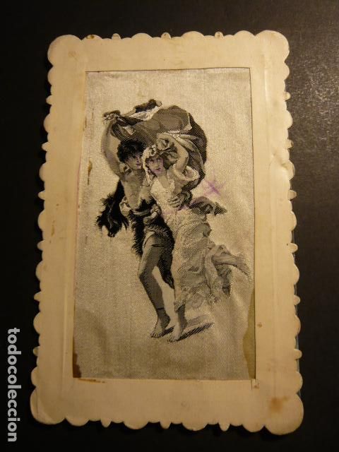 Postales: PAREJA POSTAL EN SEDA - Foto 1