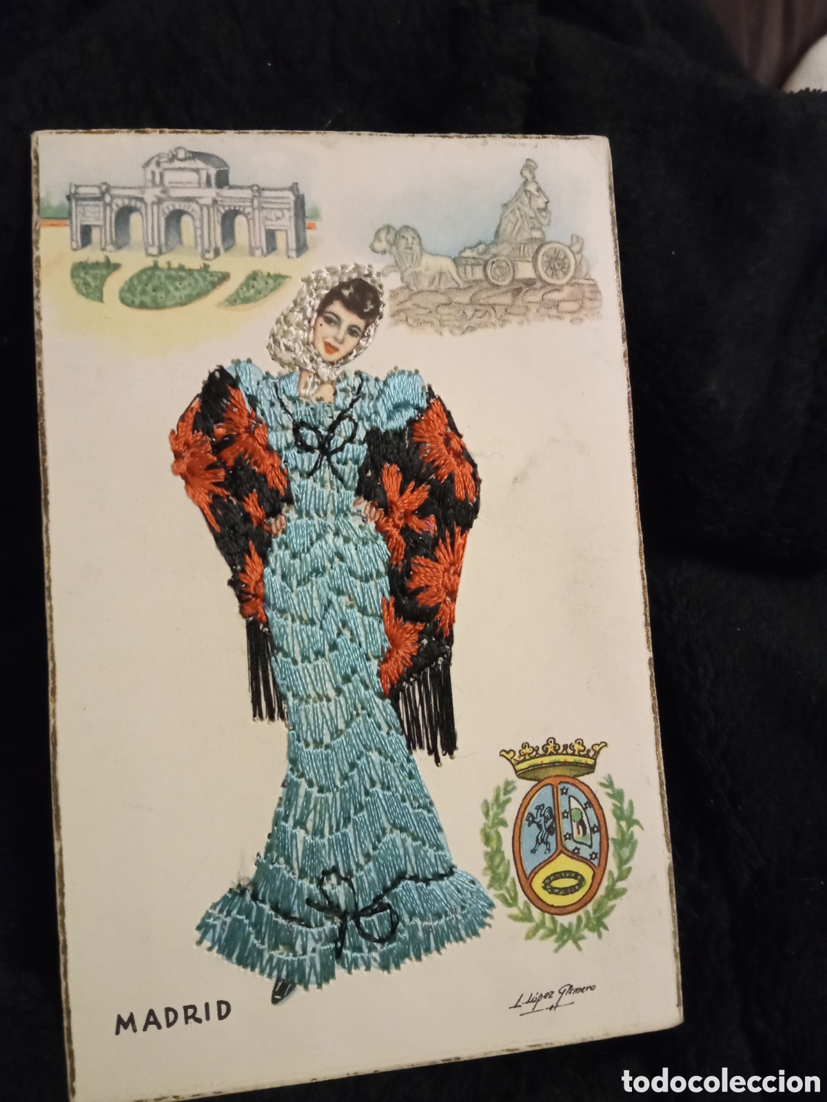 Postales: Antigua postal bordada, Madrid - Foto 1