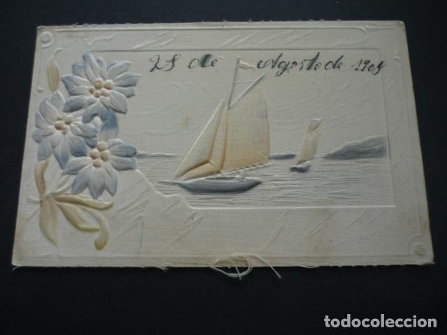 Postales: BARCAS EN EL MAR POSTAL EN SEDA - Foto 1