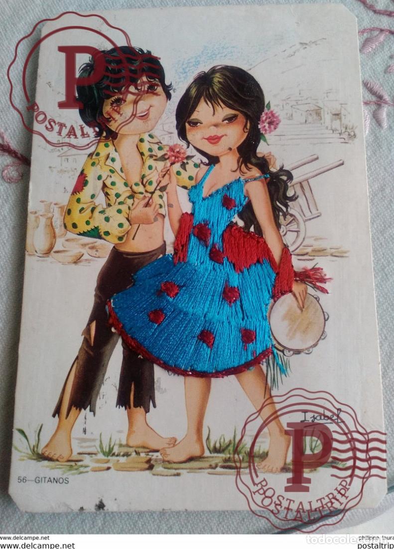 Postales: POSTAL BORDADA GITANOS - Foto 1