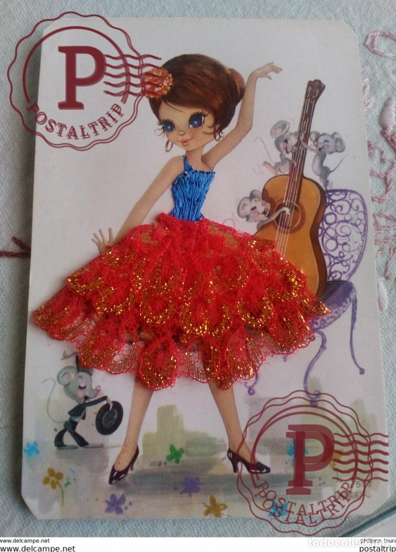 Postales: POSTAL BORDADA FLAMENCA - Foto 1