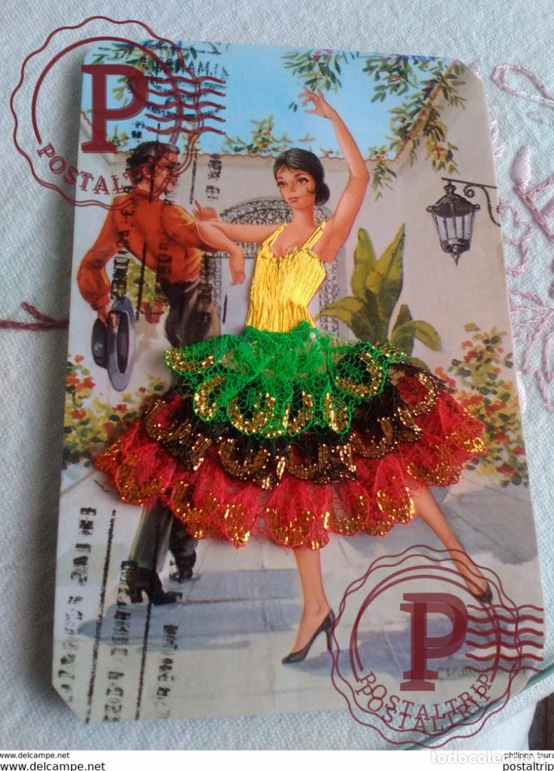 Postales: POSTAL BORDADA FLAMENCO - Foto 1