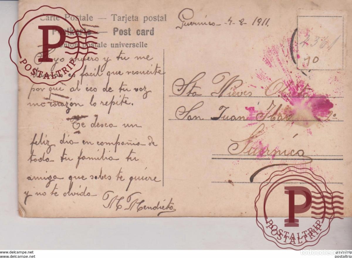 Postales: en relief 1911 flores fleures - Foto 2