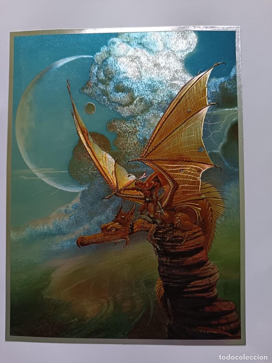 Postales: POSTALES TIPO FLUORESCENTES. 3 POSTALES TEM&Aacute;TICA DRAGONES - Foto 2