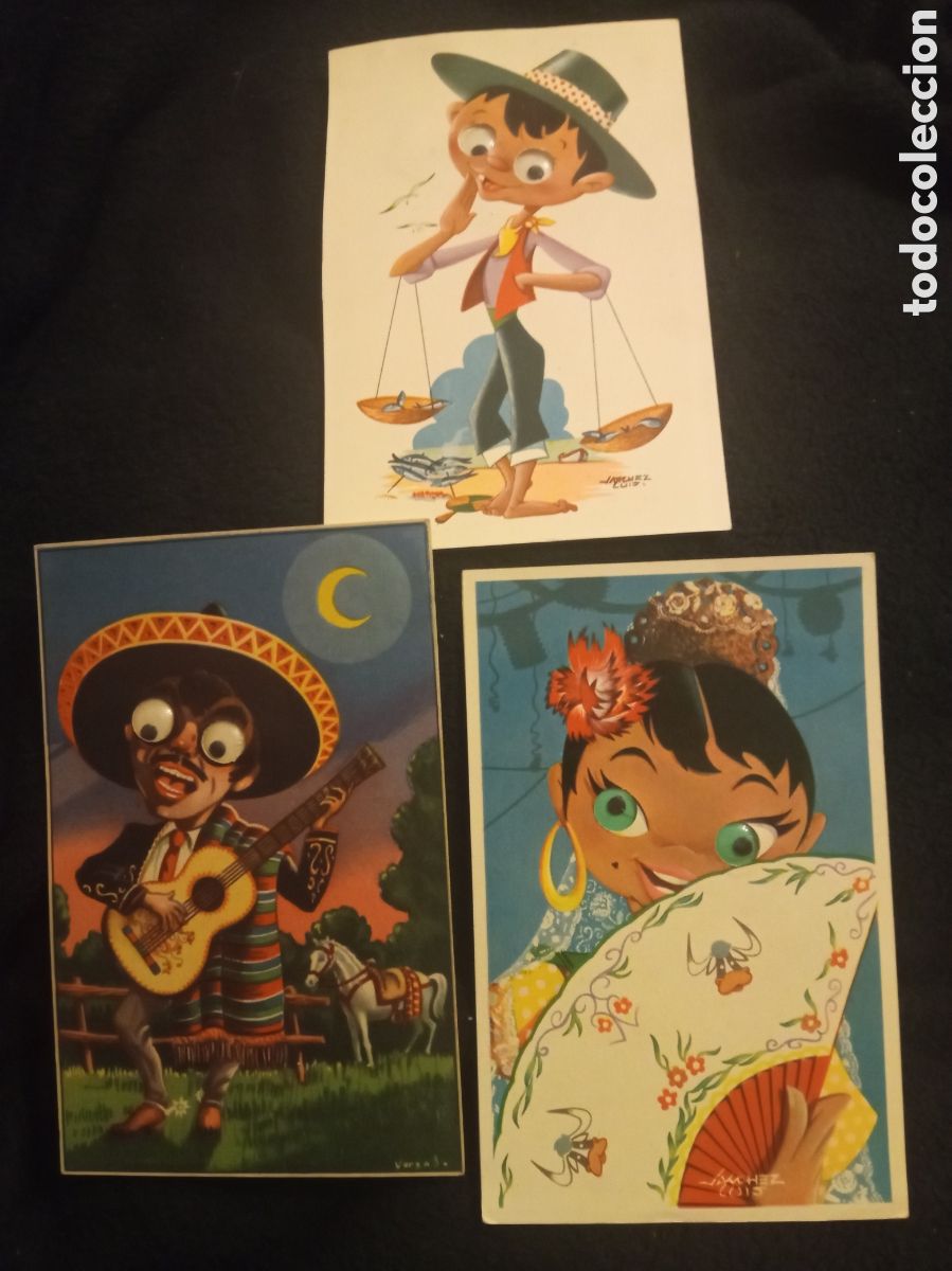 Postales: Tres Antiguas postales ojos movibles Cimer