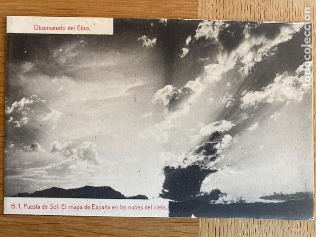 Postales: Observatorio del Ebro. B.1. Puesta de Sol. El mapa de Espa&ntilde;a en las nubes. Ed.ATV. Sin circular