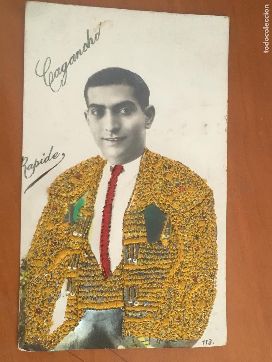 Postales: cagancho torero postal original antigua con bordado
