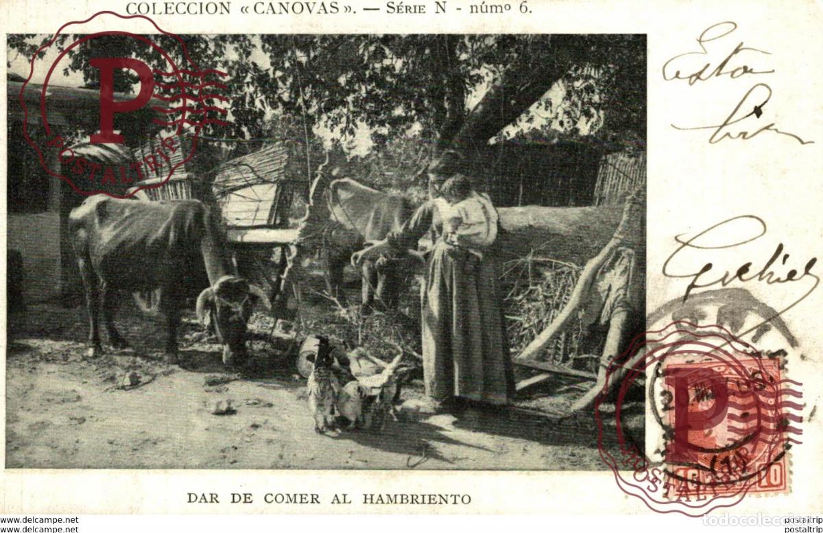 Postales: DAR DE COMER AL HAMBRIENTO, COLECC.CANOVAS, SERIE N, NR.6, SIN DIVIDI