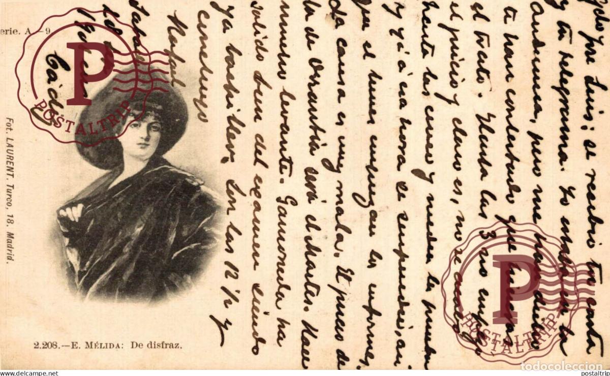 Postales: E. MELIDA: DE DISFRAZ. FOT. LAURENT. SERIE A. N&ordm;9