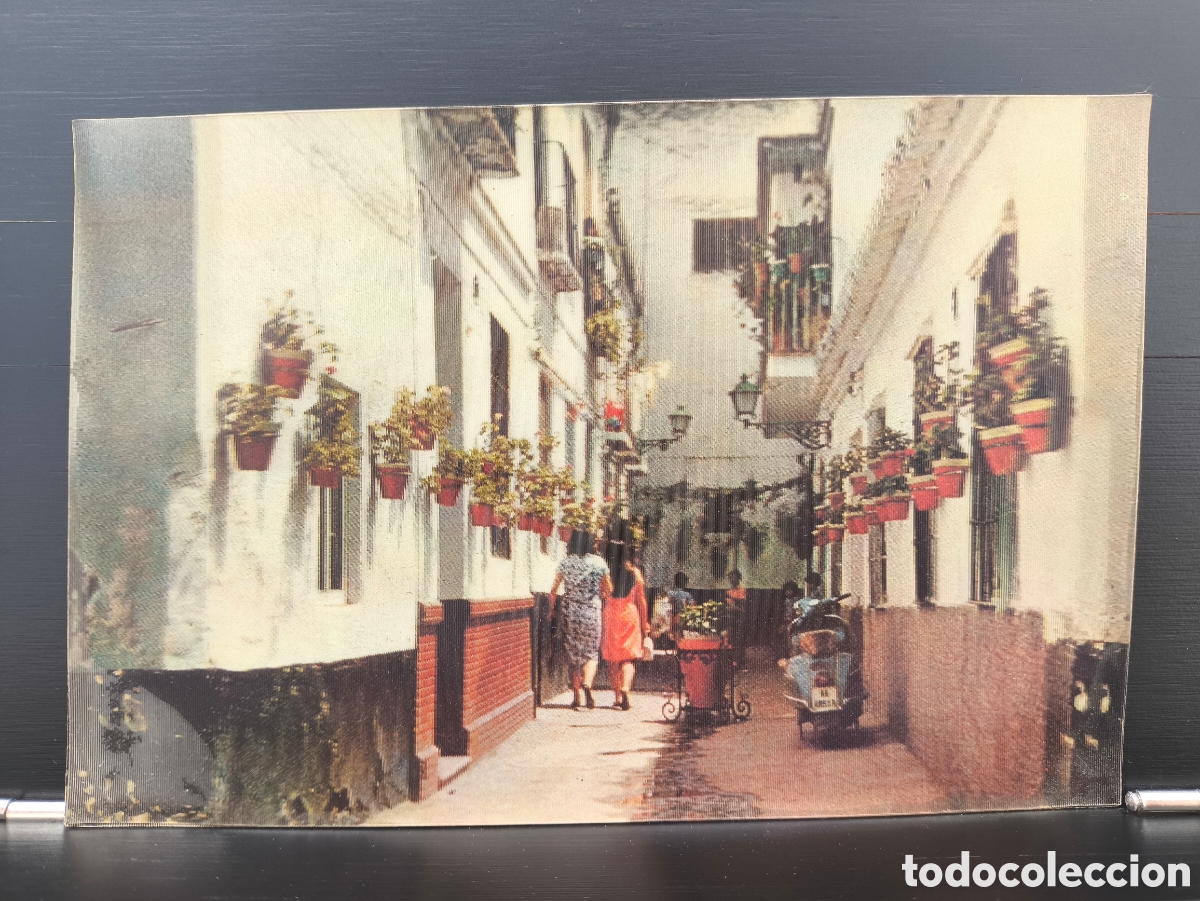 Postales: Antigua postal Hologr&aacute;fica Tridimensional 3D Calle T&iacute;pica M&aacute;laga Ed. Stereorama Espa&ntilde;ola
