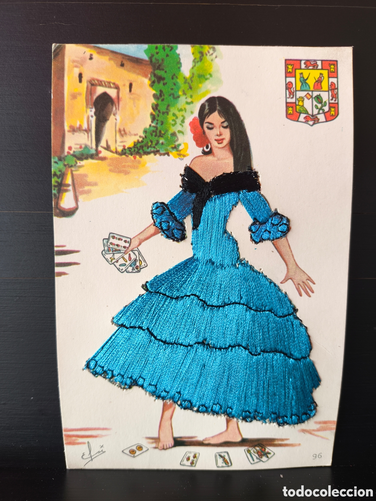 Postales: Antigua postal ilustrada relieve bordado folclore baile bailaora flamenco ilustradora Elsi Gumier 96