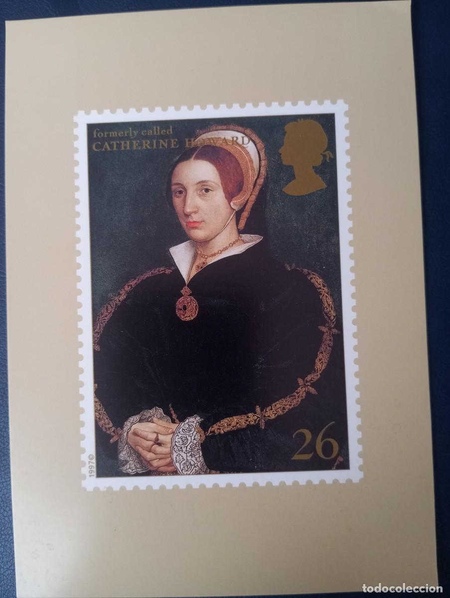 Postales: POSTAL INGLESA CON LA REPRODUCCI&Oacute;N DE UN SELLO DEDICADO A CATALINA TUDOR. SIN CIRCULAR