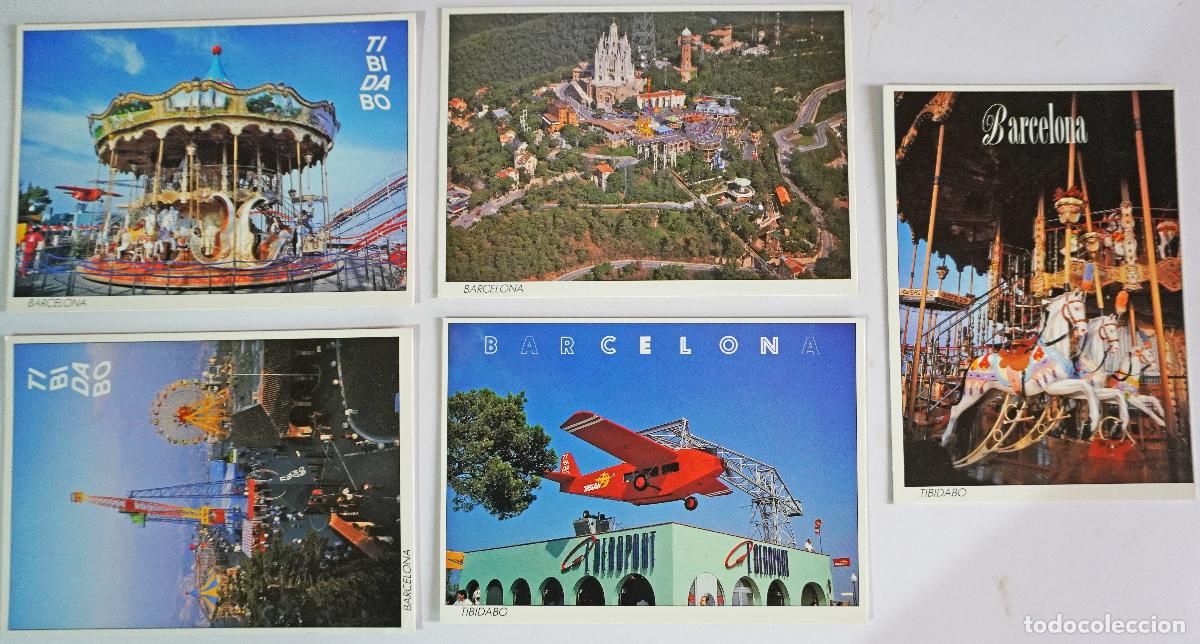 Postales: 5 POSTALES DEL PARQUE DE ATRACCIONES DEL TIBIDABO EN BARCELONA