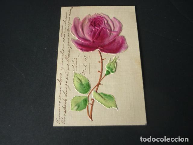 Postcards: FLOR TERCIOPELO EN RELIEVE POSTAL