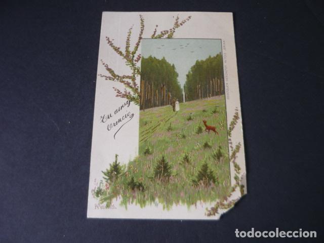 Postais: PAISAJE CON APLIQUES DORADOS POSTAL
