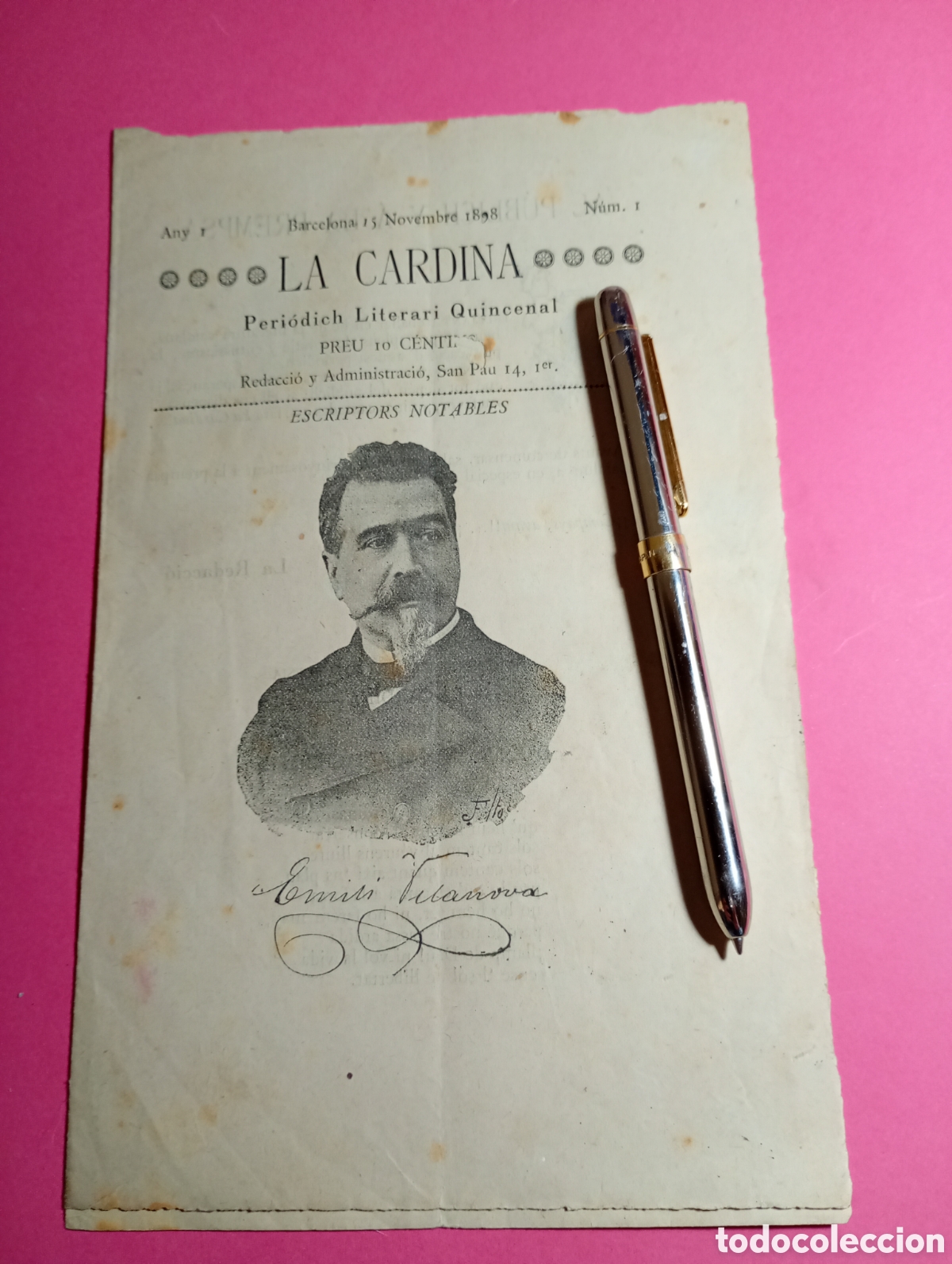 Postales: N&ordm; 1 LA CARDINA 1898. VERDAGUER, MARAGALL, VILANOVA. RAREZA 15 NOVEMBRE. DESASTRE DEL 98.