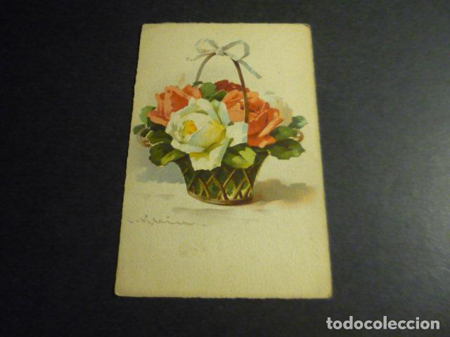 Postkarten: CESTA CON FLORES ANTIGUA POSTAL