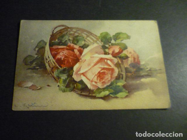 Postkarten: CESTA CON ROSAS ANTIGUA POSTAL