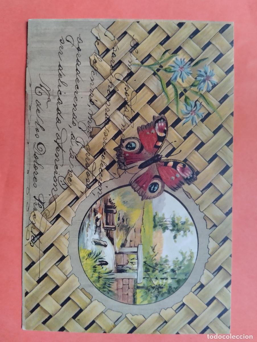 Postales: JHR - POSTAL MARIPOSA. REVERSO SIN DIVIDIR. AL POETA HUESCA CRISTINO GASOS SAMITIER VER DESCRIPCION