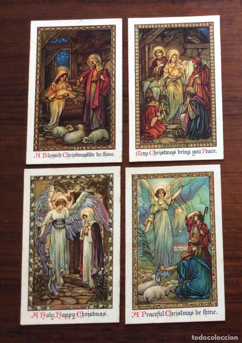 Postcards: 4 POSTAL CROMOLITOGRAFICAS ILUSTRADOR C.M. BURD FELICITACIONES NAVIDE&Ntilde;AS