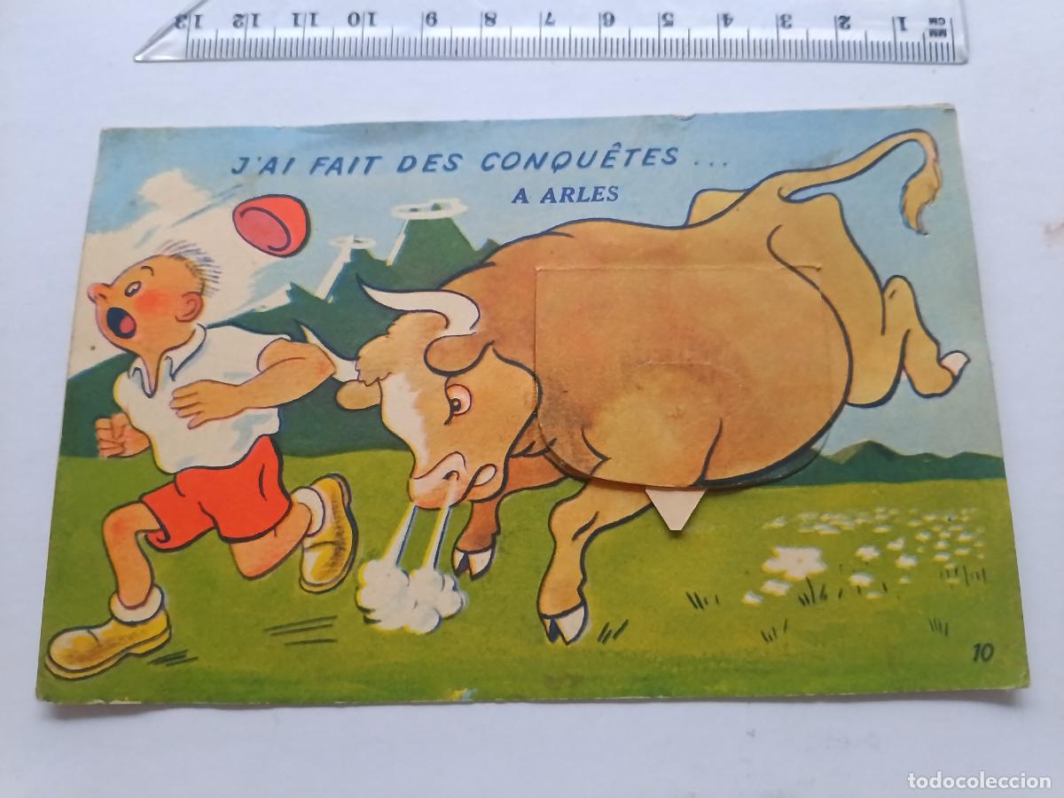 Postales: Arles, toros, Francia, postal con desplegable, formato antiguo, escrita