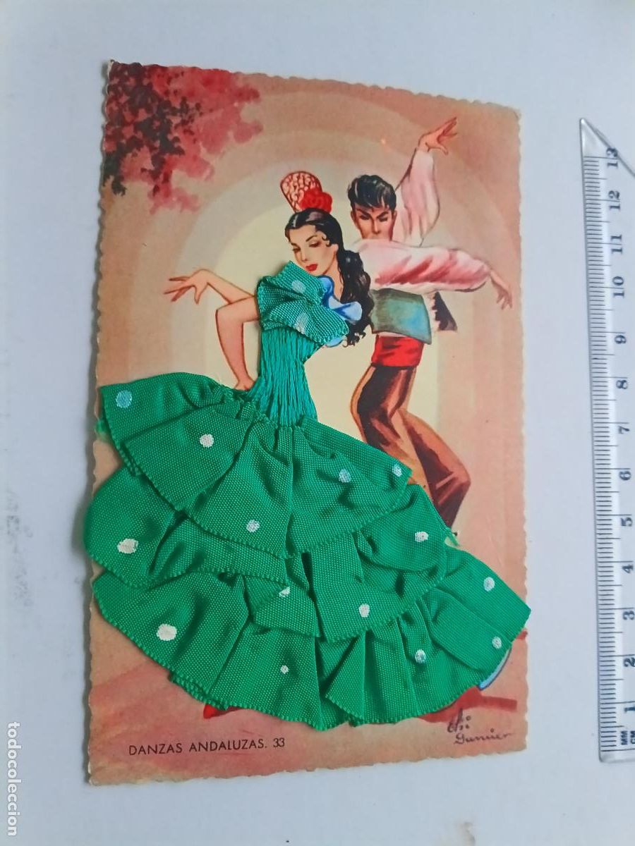Postales: Andaluc&iacute;a, postal bordada, circulada
