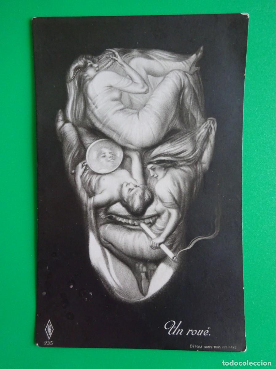 Postales: ANTIGUA POSTAL METAMORFICA, SURREALISTA DE VARIAS IM&Aacute;GENES, UN ROU&Eacute;, EDIT. PFB, 1905-10