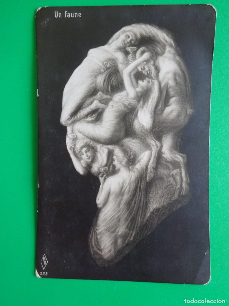 Postales: ANTIGUA POSTAL METAMORFICA, SURREALISTA DE VARIAS IM&Aacute;GENES, UN FAUNE, EDIT. PFB, 1905-10