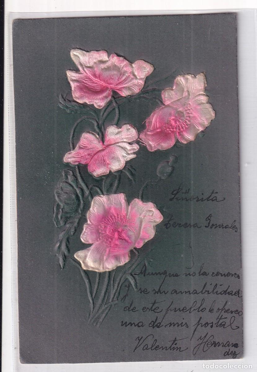 Postales: Preciosa postal en relieve con flores. Enviada a Salamanca desde Argentina.