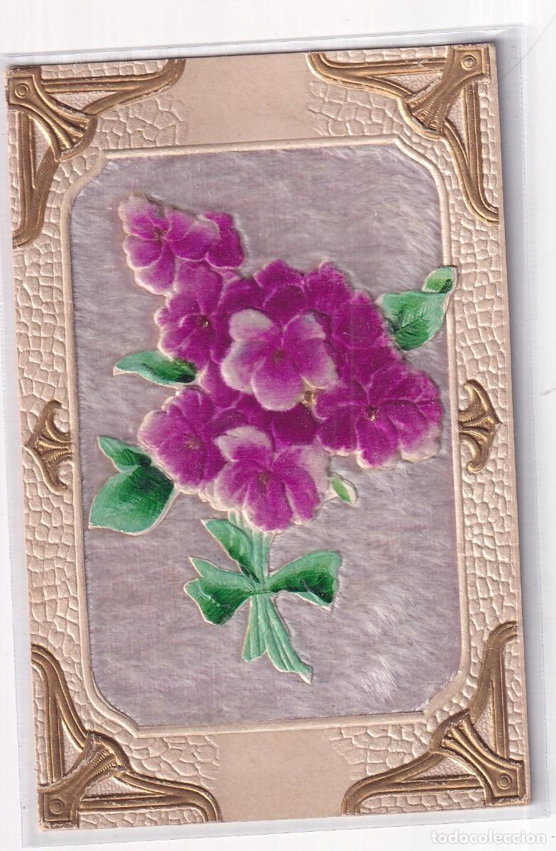 Postales: Preciosa postal en relieve con flores. Escrita en 1909