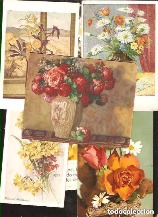 Postales: 10 POSTALES FLORES LOTE ----- DIFERENTES