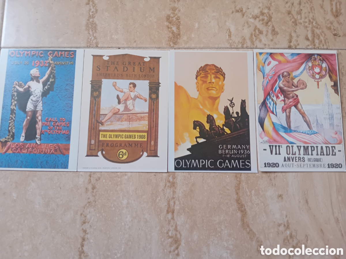 Postales: Lote de 4 postales de las Olimpiadas 1932 - 1936 - 1920 - 1908