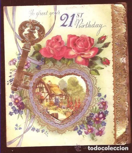 Postales: FELICITACI&Oacute;N INGLESA CON VENTANA -A&Ntilde;O 1956 -ESCRITA