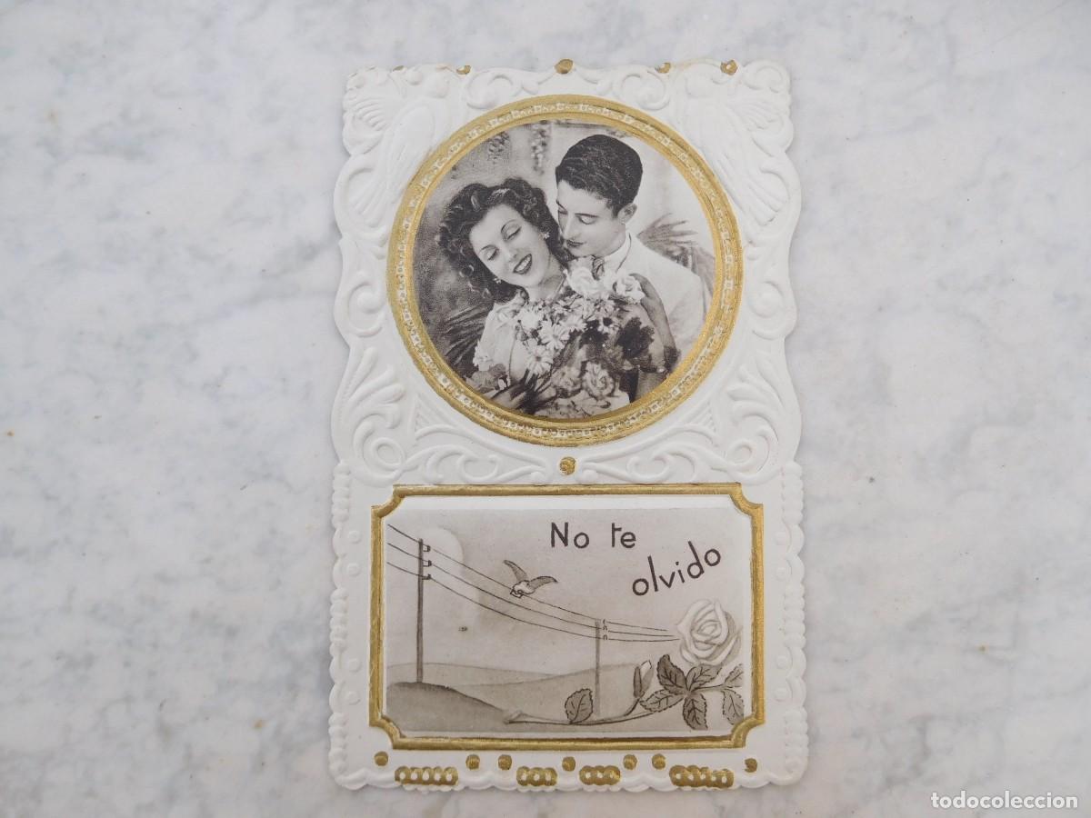 Postales: Postal antigua troquelada rom&aacute;ntica no te olvido
