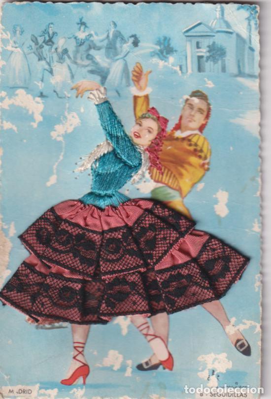 Postales: TARJETA MADRID CON TELAS Y BORDADOS &ndash; SEGUIDILLAS - ESCRITA