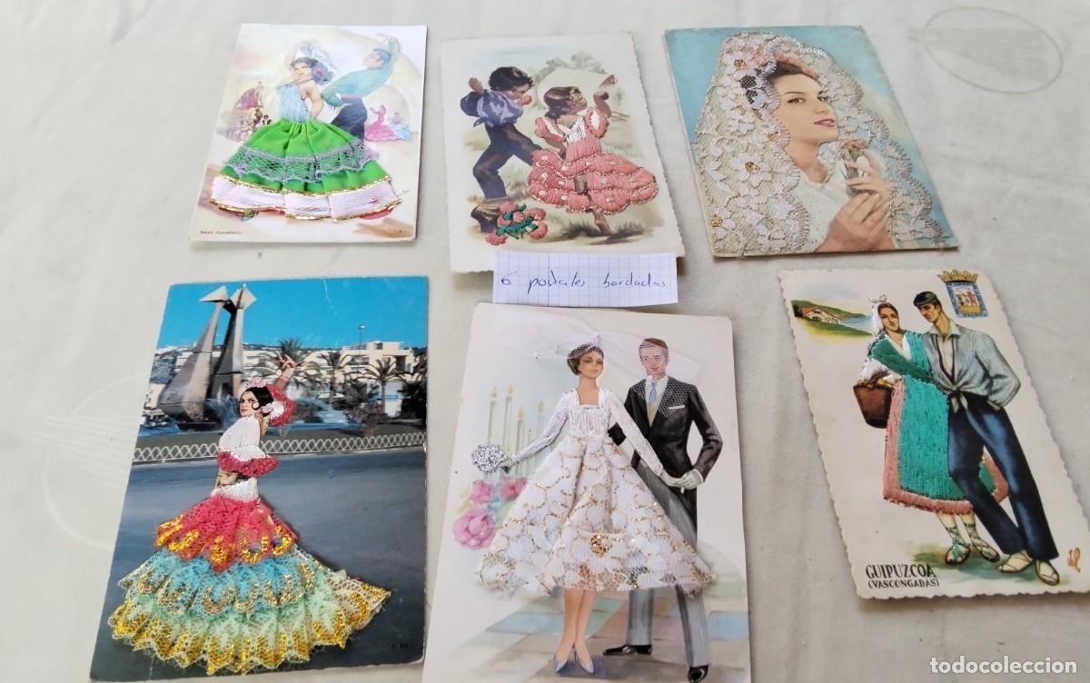 Postales: SEIS POSTALES ANTIGUAS BORDADAS