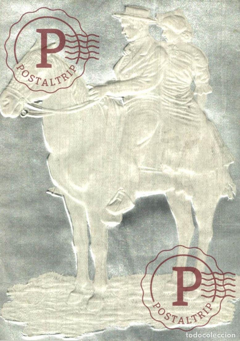 Postales: Ride Together &ndash; Embossed Romantic Postcard, c.1910 RELIEVE RELIEF