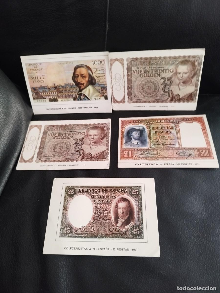 Postales: Lote 5 tarjetas postales de billetes, dinero.